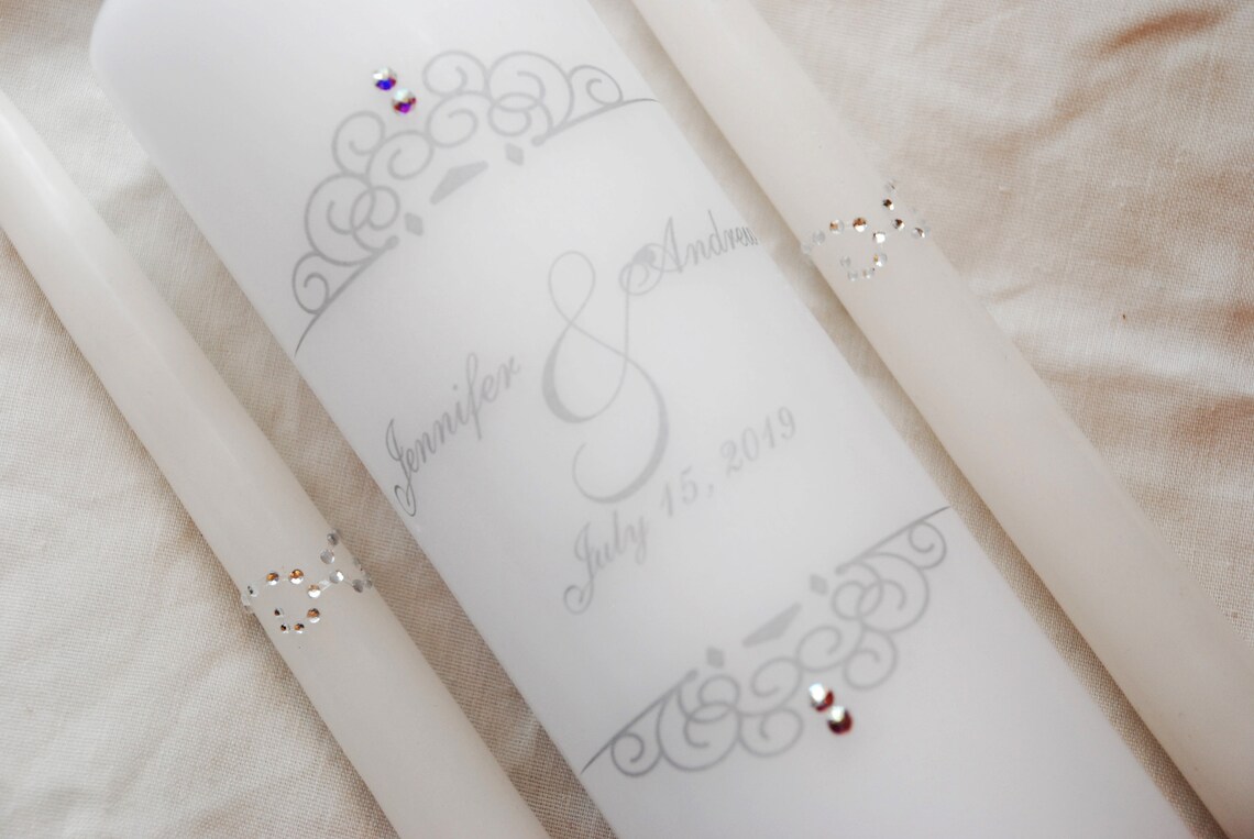 Personalized Unity Candle Memorial Set with Monogram and Bling I Wedding candles I Memorial Candle on sale I Wedding Gift